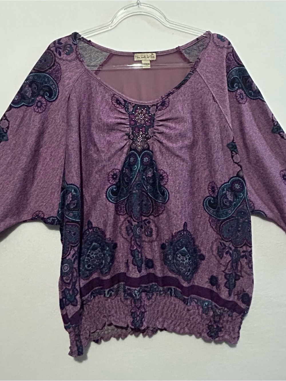 Live and Let Live Purple Paisley Dolman Sleeve Top XL
